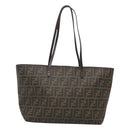 FENDI Zucca Canvas Tote Bag PVC Black Brown Auth ep9089-2