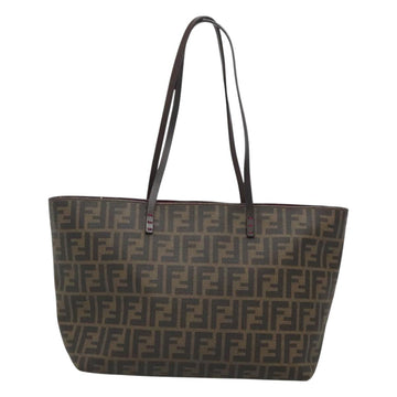 FENDI Zucca Canvas Tote Bag PVC Black Brown Auth ep9089 - 0