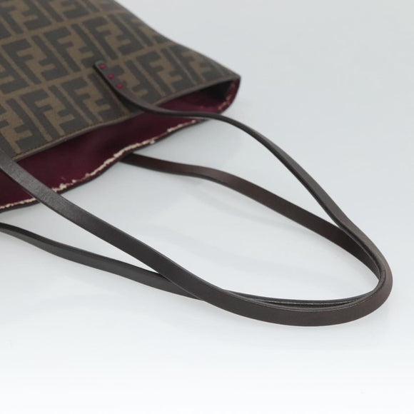 FENDI Zucca Canvas Tote Bag PVC Black Brown Auth ep9089