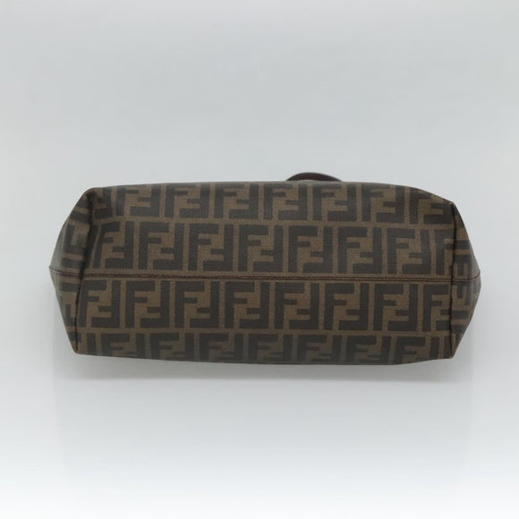 FENDI Zucca Canvas Tote Bag PVC Black Brown Auth ep9089