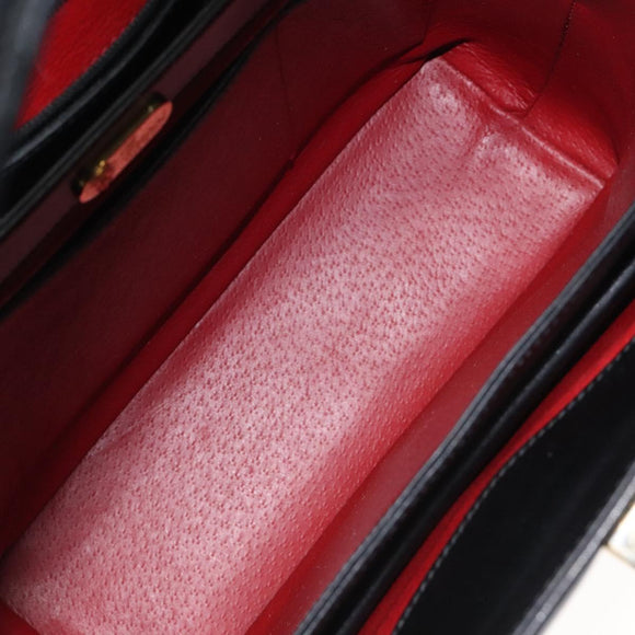 GUCCI Hand Bag Leather Black Gold 26 000 907 Auth ep9106