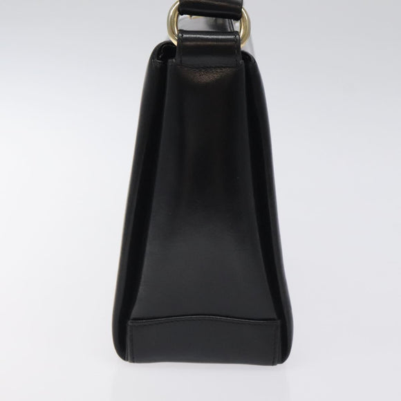 GUCCI Hand Bag Leather Black Gold 26 000 907 Auth ep9106