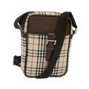 BURBERRY Nova Check Shoulder Bag Canvas Beige Silver Auth ep9111-1