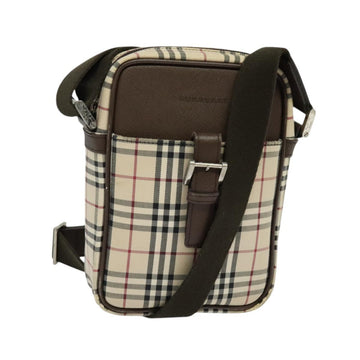 BURBERRY Nova Check Shoulder Bag Canvas Beige Silver Auth ep9111