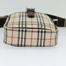 BURBERRY Nova Check Shoulder Bag Canvas Beige Silver Auth ep9111-6