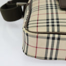 BURBERRY Nova Check Shoulder Bag Canvas Beige Silver Auth ep9111-14