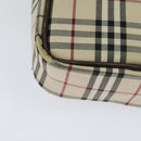 BURBERRY Nova Check Shoulder Bag Canvas Beige Silver Auth ep9111-10
