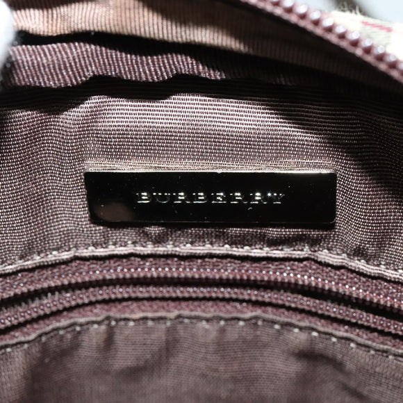 BURBERRY Nova Check Shoulder Bag Canvas Beige Silver Auth ep9111