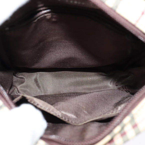 BURBERRY Nova Check Shoulder Bag Canvas Beige Silver Auth ep9111