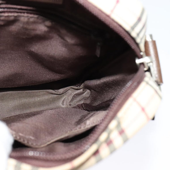 BURBERRY Nova Check Shoulder Bag Canvas Beige Silver Auth ep9111