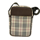 BURBERRY Nova Check Shoulder Bag Canvas Beige Silver Auth ep9111-2