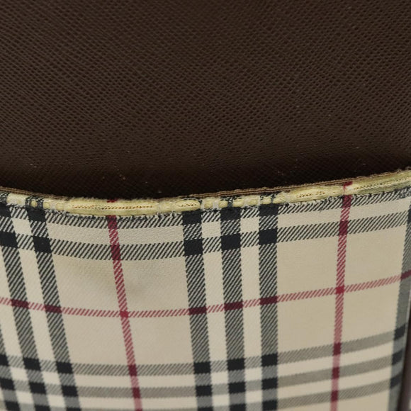 BURBERRY Nova Check Shoulder Bag Canvas Beige Silver Auth ep9111