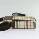 BURBERRY Nova Check Shoulder Bag Canvas Beige Silver Auth ep9111-4