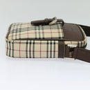 BURBERRY Nova Check Shoulder Bag Canvas Beige Silver Auth ep9111-5