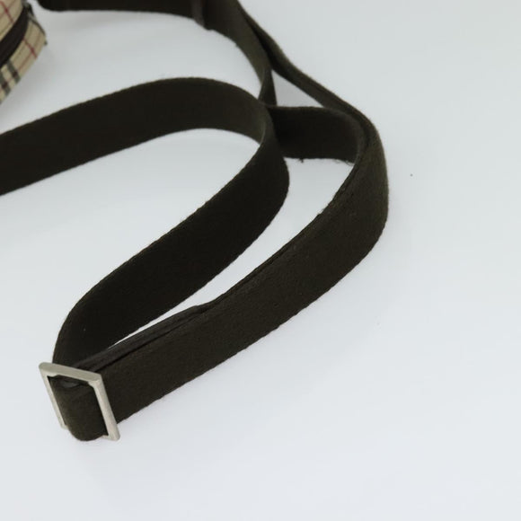 BURBERRY Nova Check Shoulder Bag Canvas Beige Silver Auth ep9111