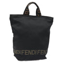 FENDI Hand Bag Nylon Black Gold Auth ep9113-1