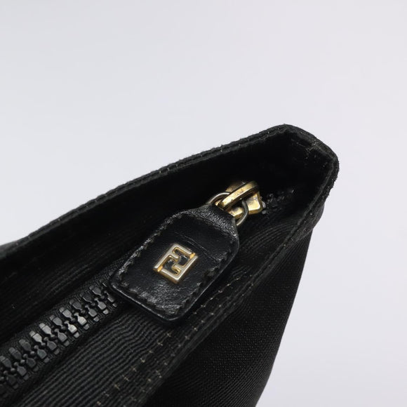 FENDI Hand Bag Nylon Black Gold Auth ep9113