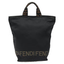 FENDI Hand Bag Nylon Black Gold Auth ep9113-2