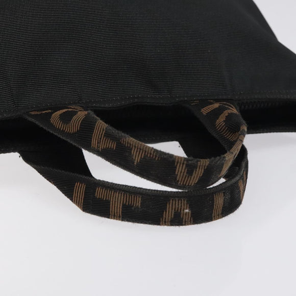 FENDI Hand Bag Nylon Black Gold Auth ep9113