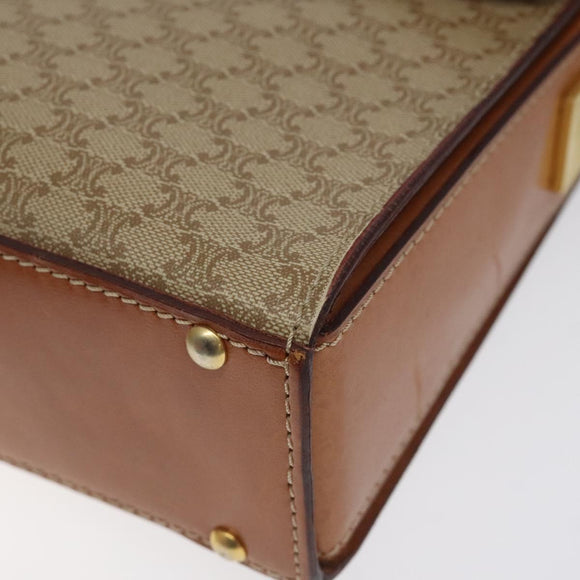 CELINE Macadam Canvas Shoulder Bag Beige Gold Auth ep9122