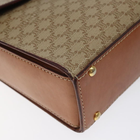 CELINE Macadam Canvas Shoulder Bag Beige Gold Auth ep9122