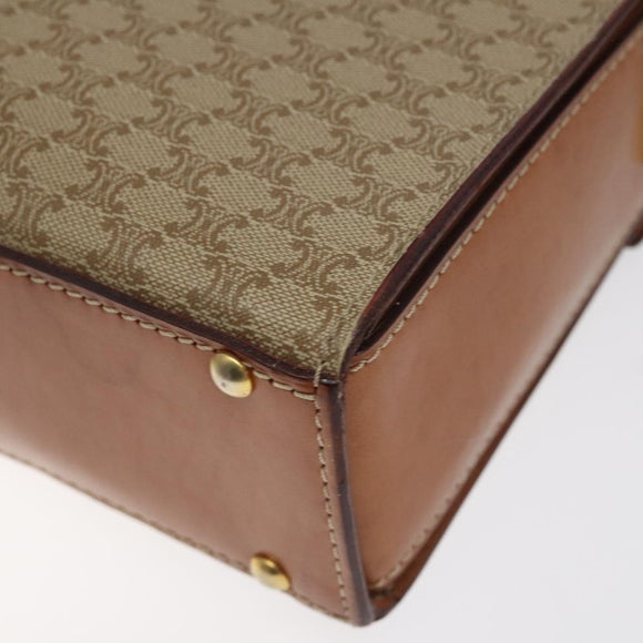 CELINE Macadam Canvas Shoulder Bag Beige Gold Auth ep9122