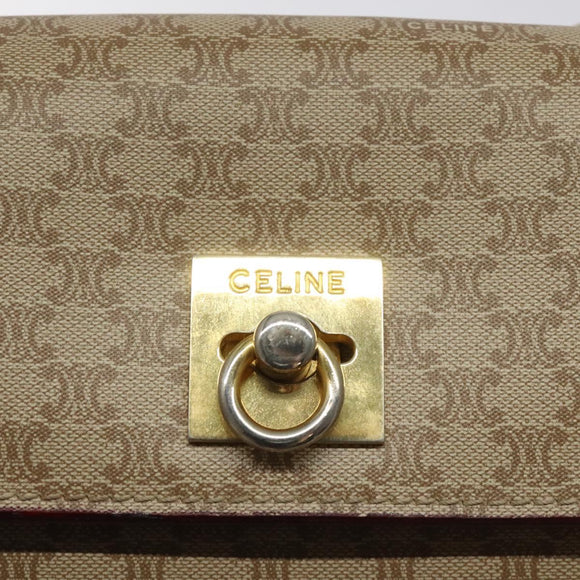 CELINE Macadam Canvas Shoulder Bag Beige Gold Auth ep9122