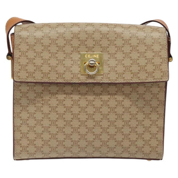 CELINE Macadam Canvas Shoulder Bag Beige Gold Auth ep9122 - 0