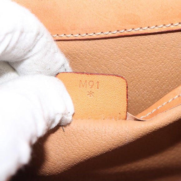 CELINE Macadam Canvas Shoulder Bag Beige Gold Auth ep9122