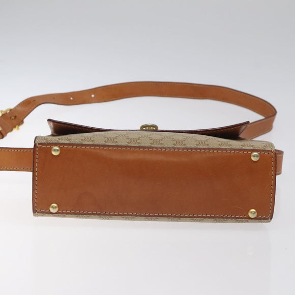 CELINE Macadam Canvas Shoulder Bag Beige Gold Auth ep9122