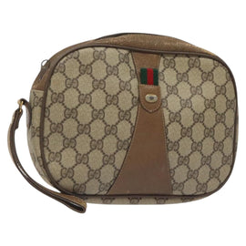GUCCI GG Supreme Web Sherry Line Clutch Bag PVC Beige 89 01 034 Auth ep9131