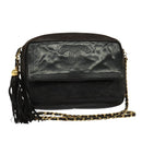 CHANEL COCO Mark Chain Shoulder Bag Leather Black Gold CC Auth ep9135-1