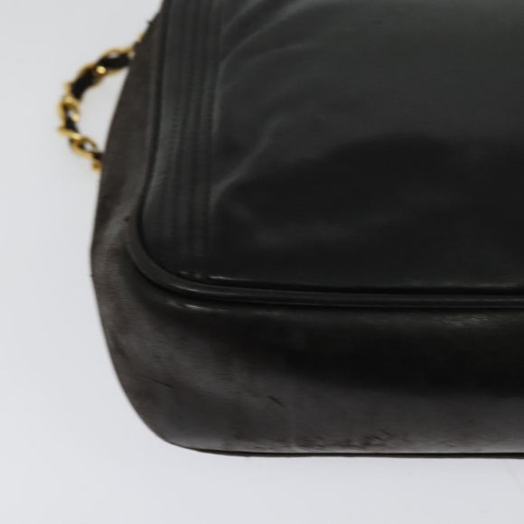 CHANEL COCO Mark Chain Shoulder Bag Leather Black Gold CC Auth ep9135