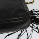 CHANEL COCO Mark Chain Shoulder Bag Leather Black Gold CC Auth ep9135-16