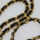 CHANEL COCO Mark Chain Shoulder Bag Leather Black Gold CC Auth ep9135-8