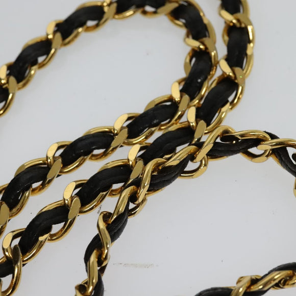 CHANEL COCO Mark Chain Shoulder Bag Leather Black Gold CC Auth ep9135