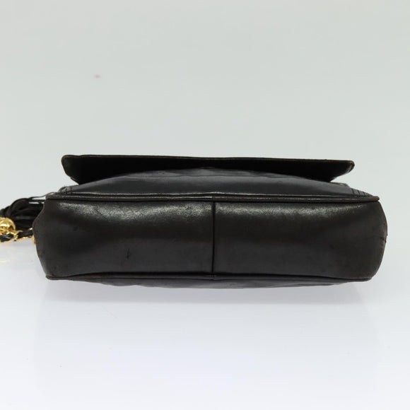 CHANEL COCO Mark Chain Shoulder Bag Leather Black Gold CC Auth ep9135