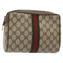 GUCCI GG Supreme Web Sherry Line Clutch Bag PVC Beige 75 01 012 Auth ep9136-1