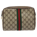 GUCCI GG Supreme Web Sherry Line Clutch Bag PVC Beige 75 01 012 Auth ep9136-2