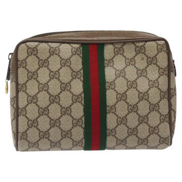 GUCCI GG Supreme Web Sherry Line Clutch Bag PVC Beige 75 01 012 Auth ep9136 - 0