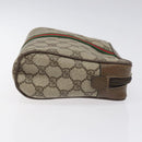 GUCCI GG Supreme Web Sherry Line Clutch Bag PVC Beige 75 01 012 Auth ep9136-4