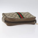 GUCCI GG Supreme Web Sherry Line Clutch Bag PVC Beige 75 01 012 Auth ep9136-5