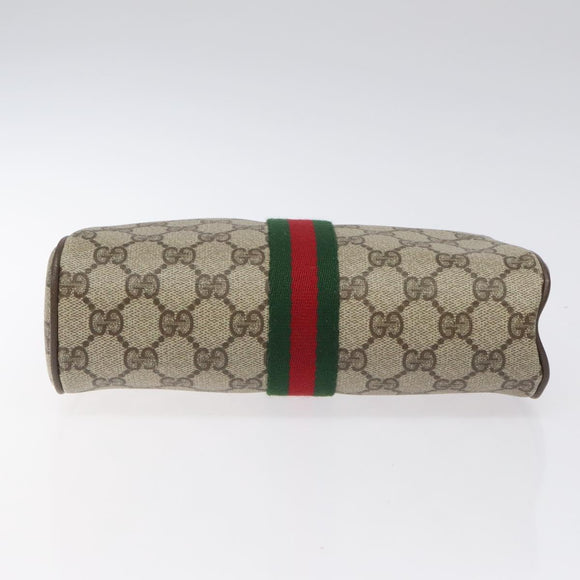 GUCCI GG Supreme Web Sherry Line Clutch Bag PVC Beige 75 01 012 Auth ep9136