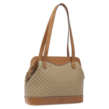 CELINE Macadam Canvas Shoulder Bag Beige Gold Auth ep9137