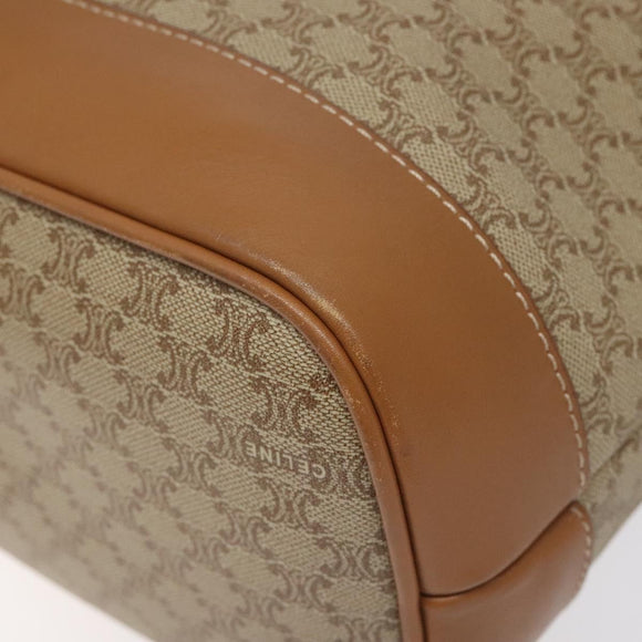 CELINE Macadam Canvas Shoulder Bag Beige Gold Auth ep9137