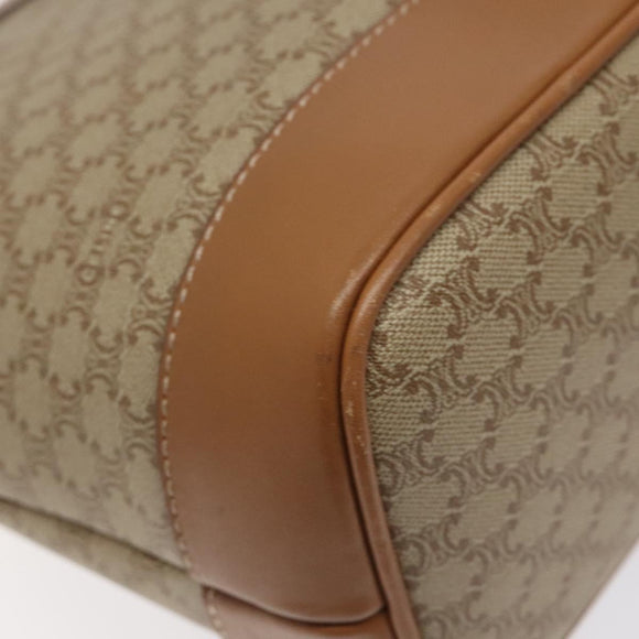 CELINE Macadam Canvas Shoulder Bag Beige Gold Auth ep9137