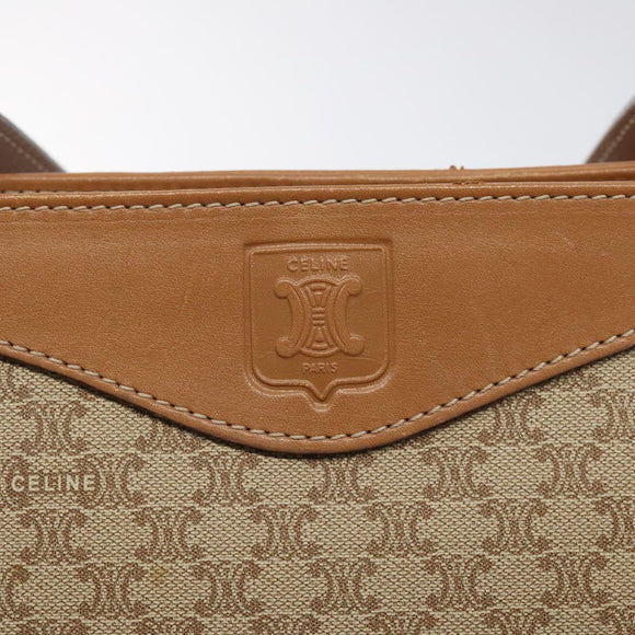 CELINE Macadam Canvas Shoulder Bag Beige Gold Auth ep9137