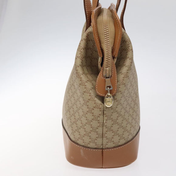 CELINE Macadam Canvas Shoulder Bag Beige Gold Auth ep9137