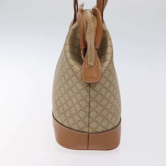 CELINE Macadam Canvas Shoulder Bag Beige Gold Auth ep9137