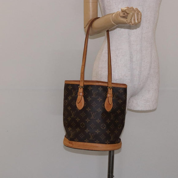 LOUIS VUITTON Monogram Bucket PM Shoulder Bag M42238 LV Auth ep9139